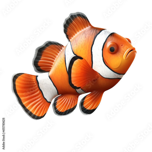 clownfish (ocean marine animal) isolated on transparent background cutout