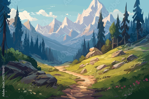 landscape with lake and mountains