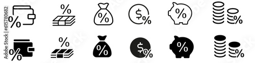 Commission icon vector set. percent illustration sign collection. tax symbol or logo.