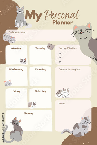 Undated planner digital printable blank template insert
