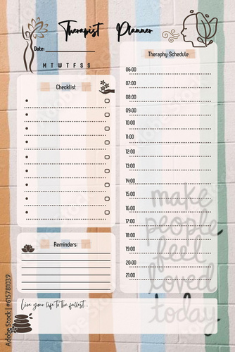 Therapist planner digital printable blank template insert
