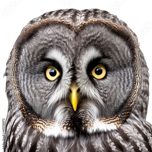 great gray owl face shot , isolated on transparent background cutout  © Classy designs