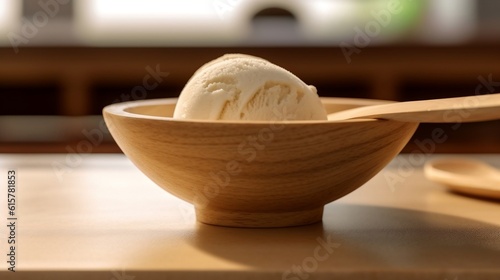 Vanilla Ice Cream Closeup in Minimalist Style. Generative AI