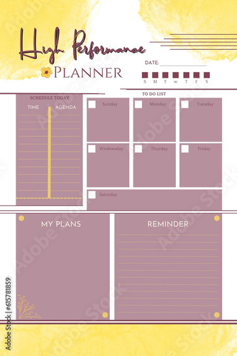 High performance planner digital printable blank template insert