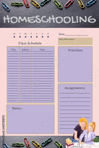 School planner digital printable blank template insert