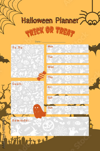 Halloween planner digital printable blank template insert