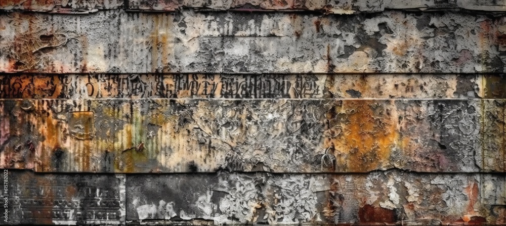 Rusty grunge wall industrial background. Generative AI technology. Rusty grunge wall industrial background. Generative AI technology.