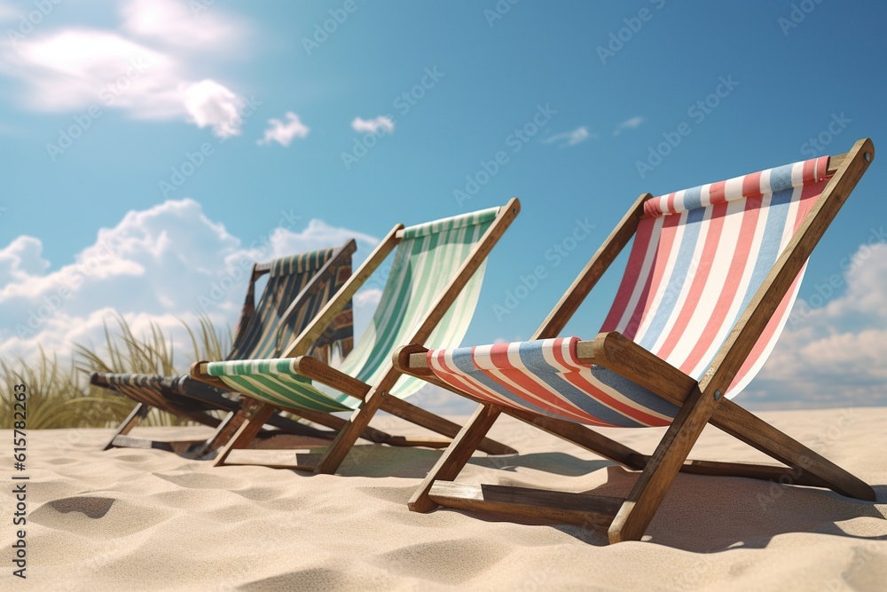 Beach loungers by generative ai