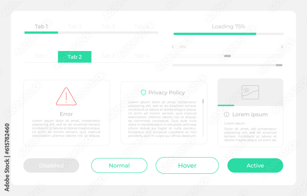 Account options UI elements kit. Settings isolated vector components. Flat navigation menus and interface buttons template. Web design widget collection for mobile application with dark theme Account options UI elements kit. Settings isolated vector components. Flat navigation menus and interface buttons template. Web design widget collection for mobile application with dark theme