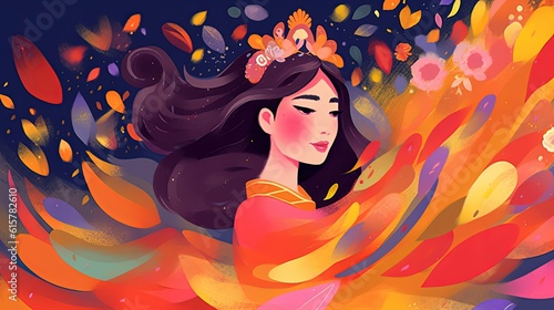 cute fairytale children book style illustration character art, fashionista girl in gorgeous fabulous look, Generative Ai
