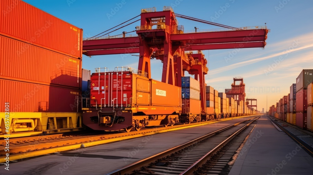 Container ship unloading in deep sea port, container terminal for foreign trade background, Container ship unloading in deep sea port, container terminal for foreign trade background,