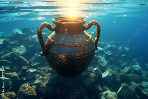 Ancient amphora under the water