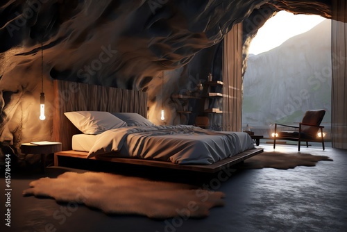 Bedroom designed like a cave