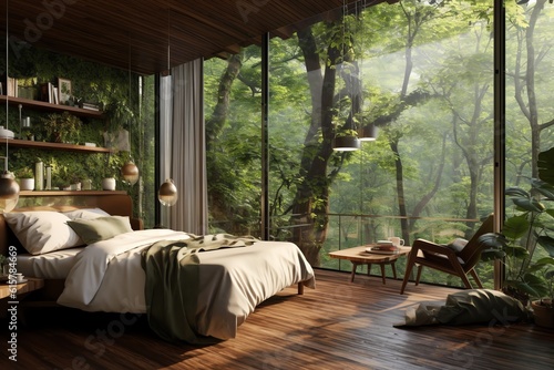 Bedroom nestled in a forest canopy © Hatia