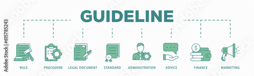 Guideline banner web icon vector illustration concept with icon of rule, procedure, legal document, standard, administration, advice, finance, marketing