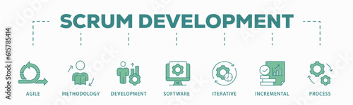 Scrum development banner web icon vector illustration concept with icon of agile, methodology, development, software, iterative, incremental and process