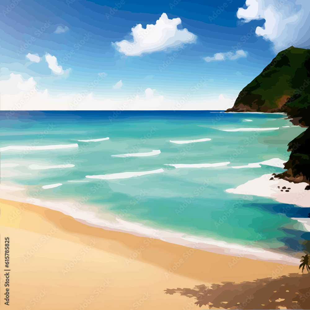 beach illustration sun clean simple tropica