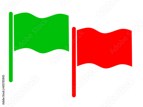 green and red waving flag icon.vector green flag and red flag