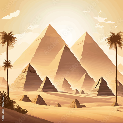 egyptian pyramids illustration modern future