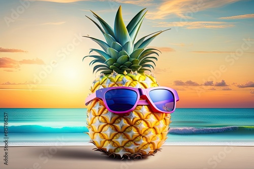 Pineapple on Tropical Sea Generative AI