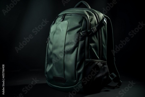 black backpack isolated on black background