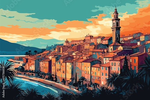 sunset over the city