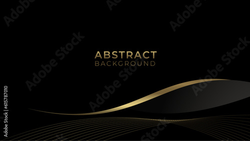 Premium Vector abstract background, line art wave, gold. Minimal, elegance on black background . Luxury style. Vector Template.
