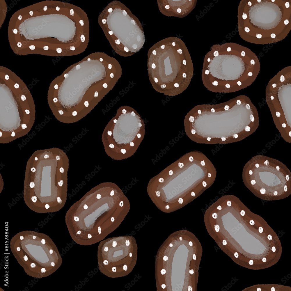 Microbe germ brown abstract black seamless pattern