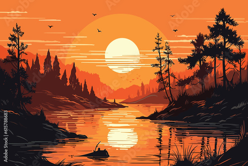 sunset over the lake