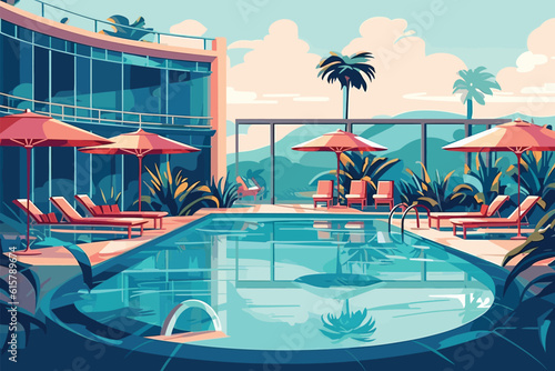 swimming pool with palm trees and pool