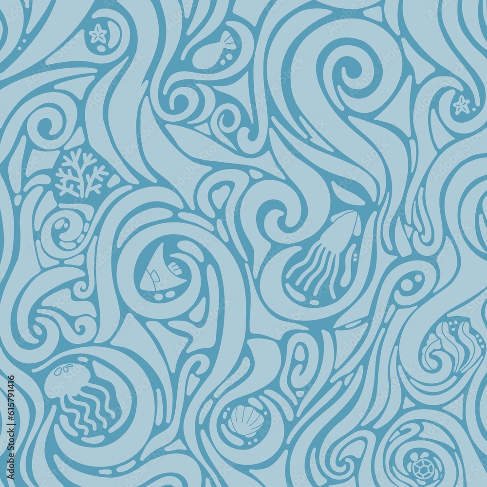 seamless pattern,Underwater, Sea life seamless pattern,Underwater, Sea life
