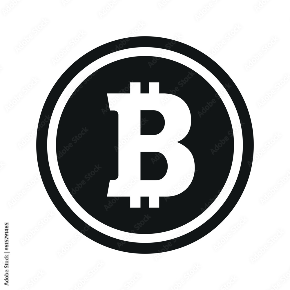 Bitcoin coin symbol. black and white Flat Cryptocurrency icon. currency Vector illustration. Bitcoin coin symbol. black and white Flat Cryptocurrency icon. currency Vector illustration.