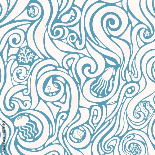 seamless pattern  the       waves blue sea  this is can use for a background.