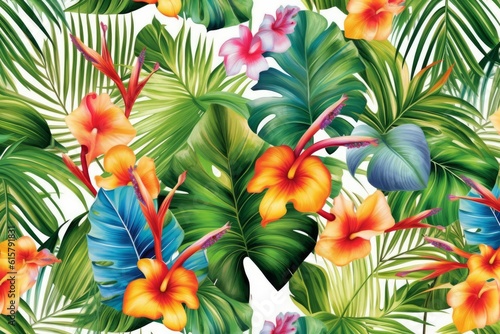 Realistic tropical template pattern. Generative AI