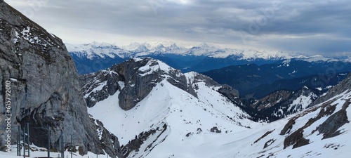 swiss mountains in winter