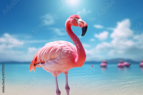 Pink flamingo summer by generative ai