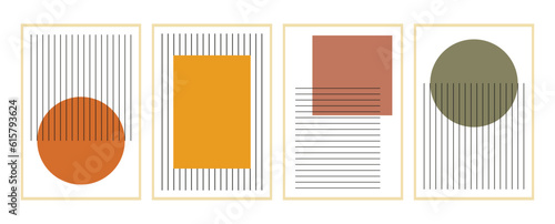 Vector flat poster. Minimalist illustrations with geometric shapes, lines and pastel tones. Vintage style. Design for wall decoration, card, poster or brochure.