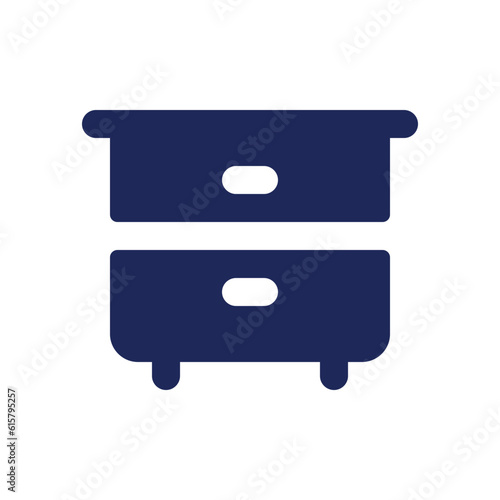Nightstand black glyph ui icon. Bedroom arrangement. Hotel room. User interface design. Silhouette symbol on white space. Solid pictogram for web, mobile. Isolated vector illustration