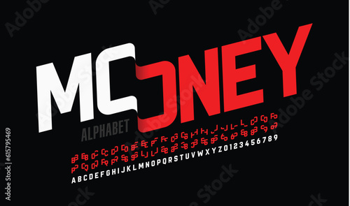 Money Modern font design with some alternate letters, alphabet and numbers logo design
