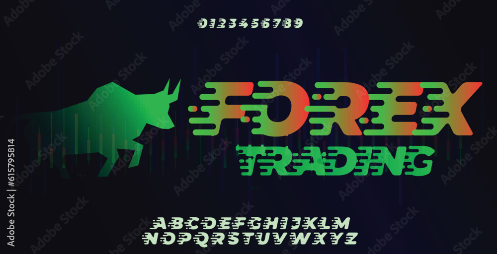 Forex trading technology speed data font with numbers and letters style ...