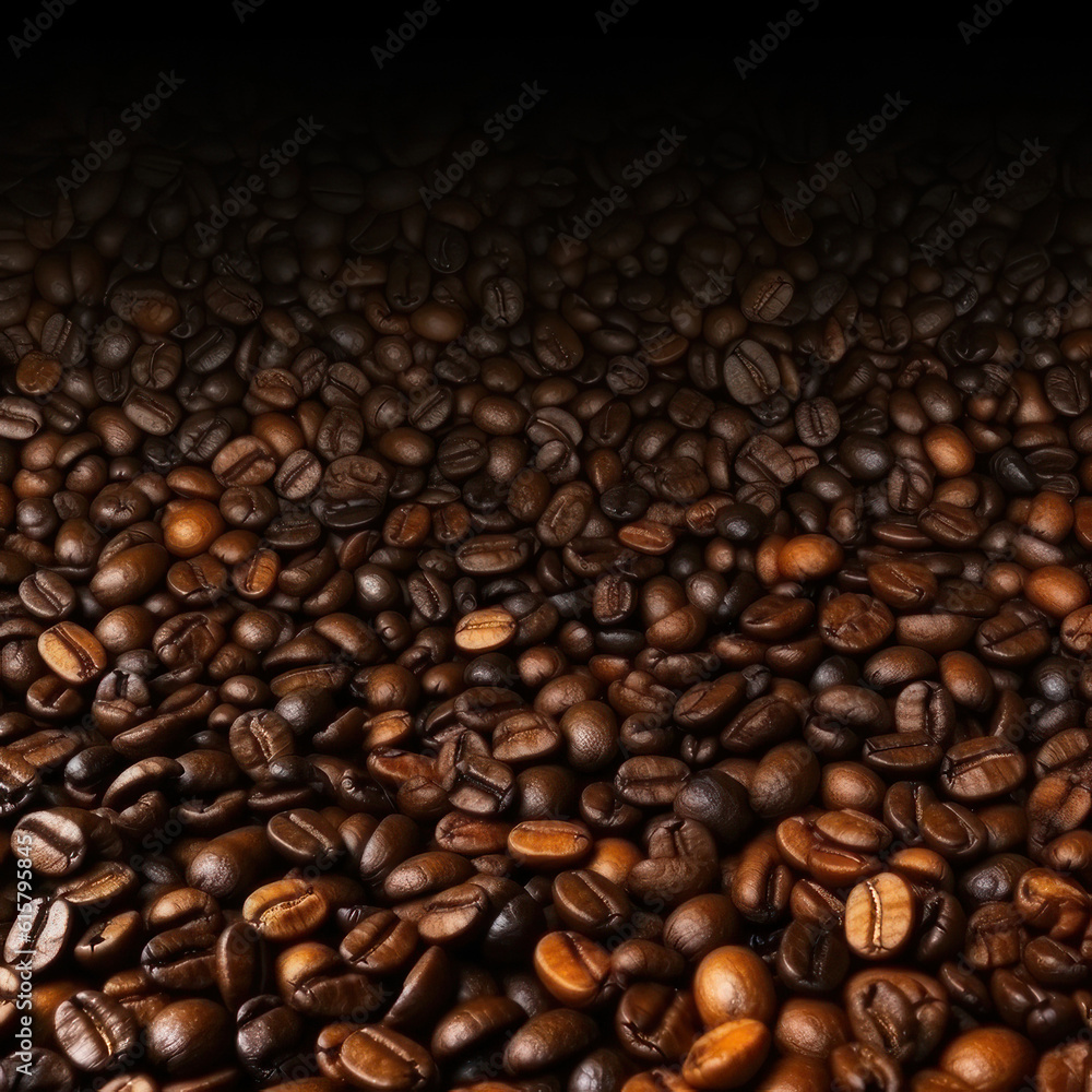 Obraz premium Coffee beans. Square background AI generative.