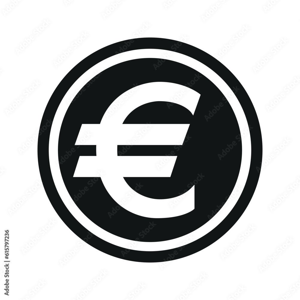 Euro Icon coin symbol. black and white Flat currency icon. currency of The European Union (EU). Vector illustration. Euro Icon coin symbol. black and white Flat currency icon. currency of The European Union (EU). Vector illustration.
