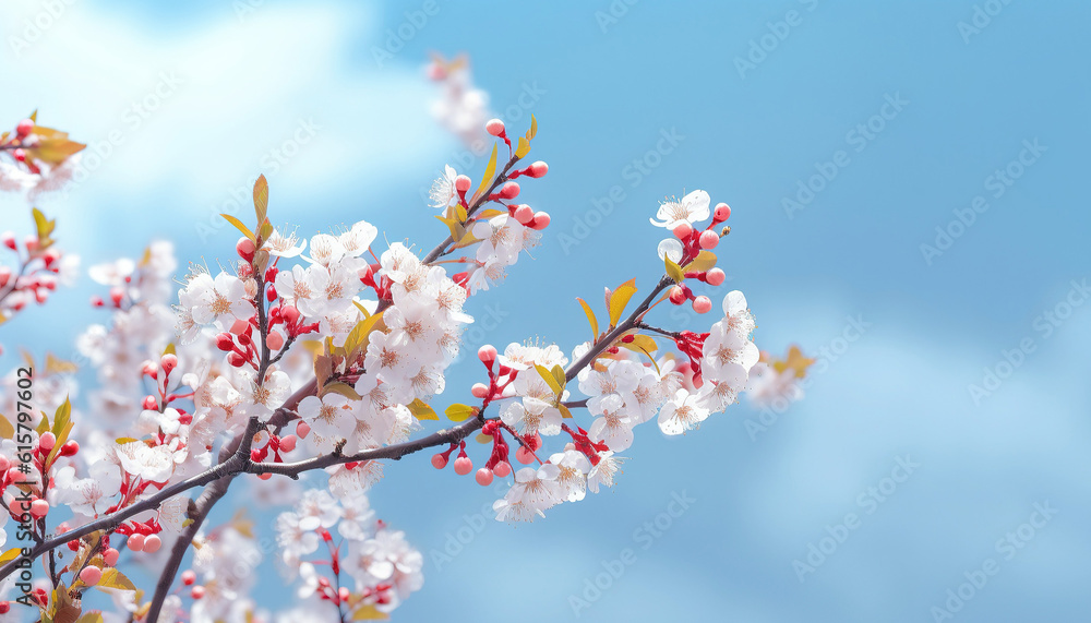 Beautiful blooming branch of cherry sky background with sapce for text Beautiful blooming branch of cherry sky background with sapce for text