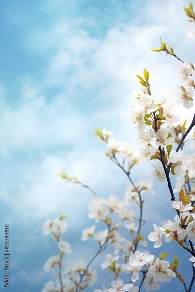 Beautiful blooming branch of cherry sky background with sapce for text Beautiful blooming branch of cherry sky background with sapce for text