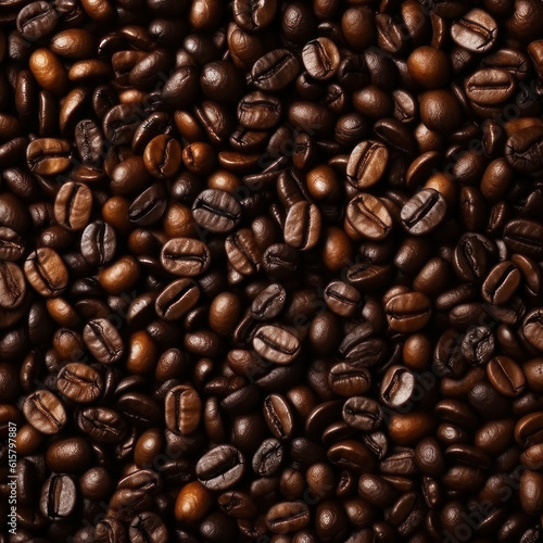 Coffee beans, flat lay. Square background AI generative.