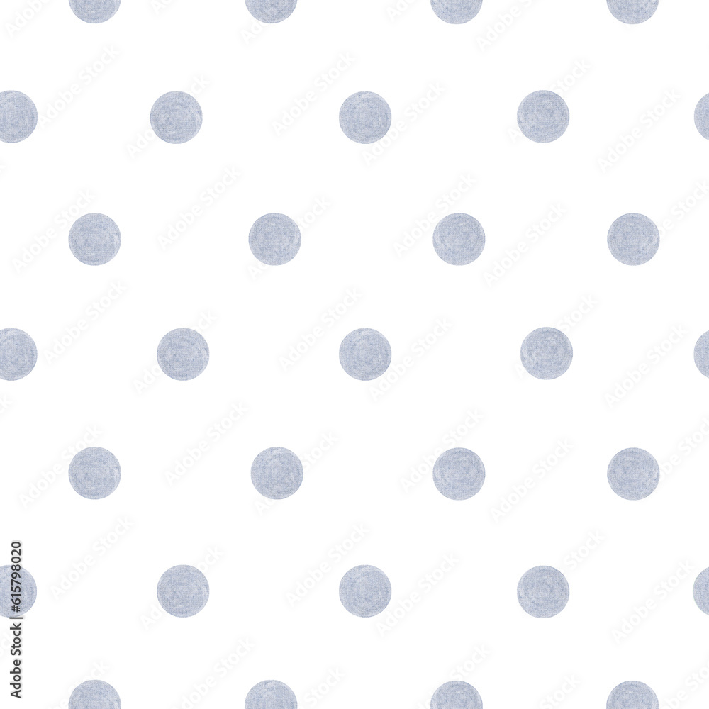 Watercolor seamless pattern blue polka dots. Isolated on white ...