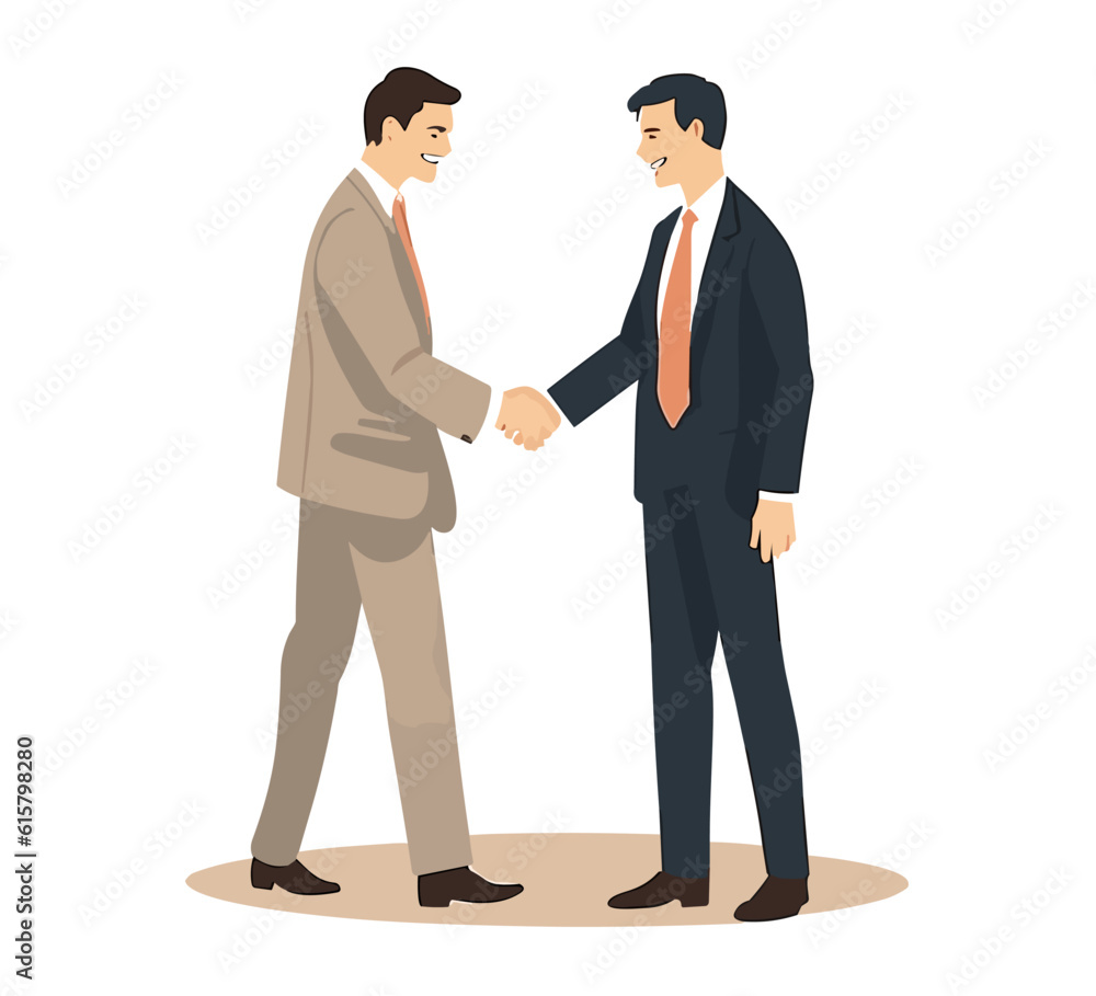Business Man Handshake Agreement Concept Flat Vector Illustration Business Man Handshake Agreement Concept Flat Vector Illustration