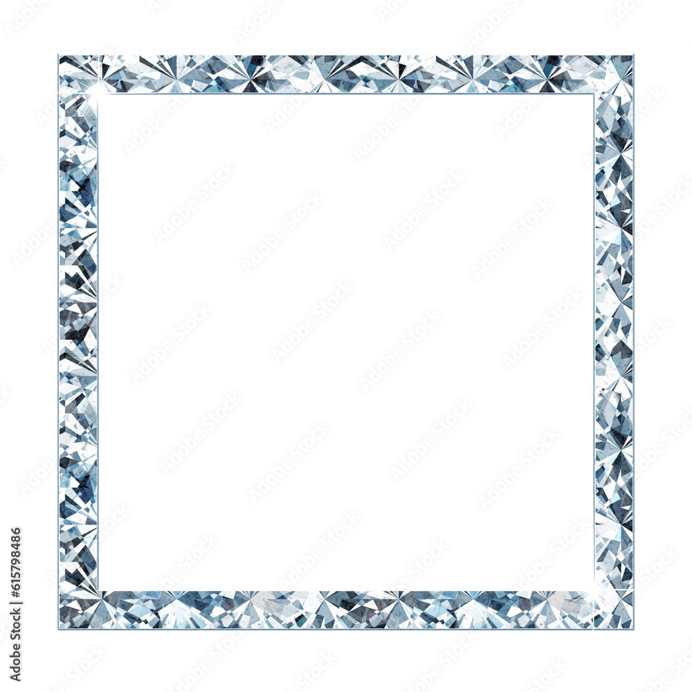 Shining Diamond square rectangle frame. It is a part of a set which also includes uppercase and lowercase letters, numbers, punctuation marks, shapes and symbols. Isolated with transparent background