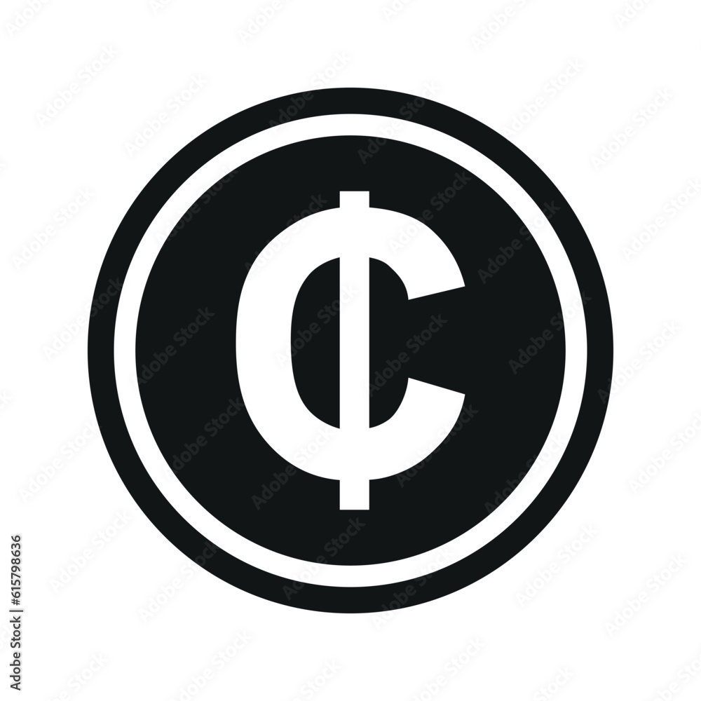 Ghanaian Cedi coin symbol. black and white Flat currency icon. currency of The Ghana. Vector illustration. Ghanaian Cedi coin symbol. black and white Flat currency icon. currency of The Ghana. Vector illustration.