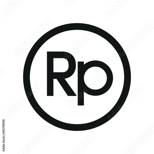 Indonesian Rupiah coin symbol. black and white Flat currency icon. currency of The Indonesia. Vector illustration.